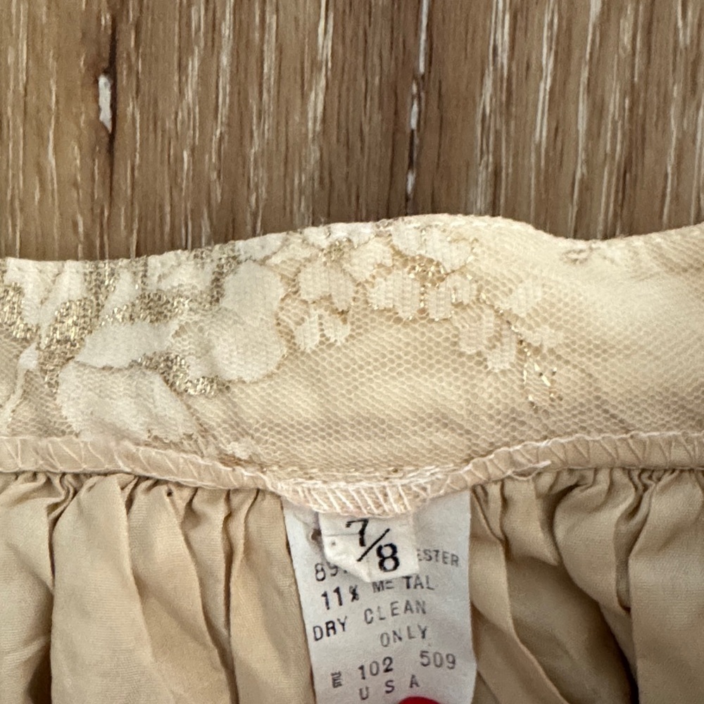 Vintage Women's Cream Lace Overlay A-Line Skirt size 7/8 - Picture 2 of 5
